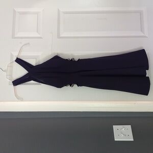 Navy blue party dress with rhinestone detail